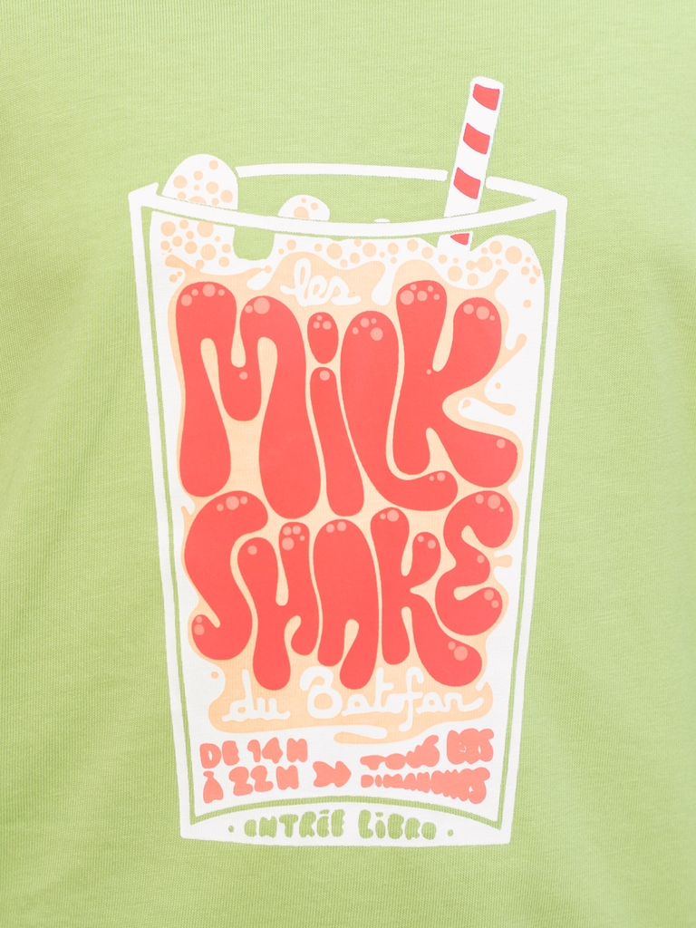 Áo Phông Trẻ Em Cổ Tròn Dáng Suông In Milk Shake