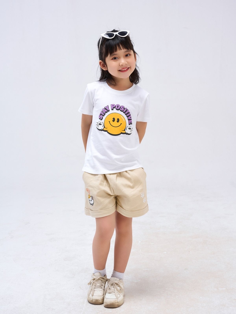 Áo Thun Trẻ Em Cotton USA In Chữ Stay Positive - AR Collections