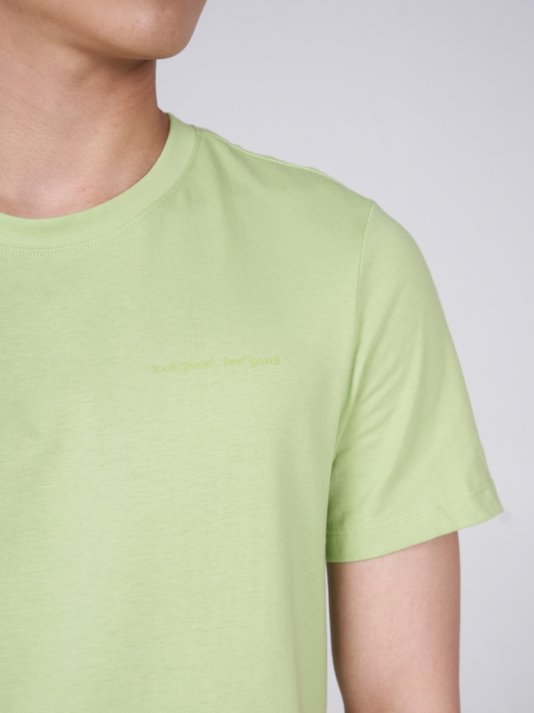 Áo T-Shirt Nam Cotton Compact Cổ Tròn In Ngực