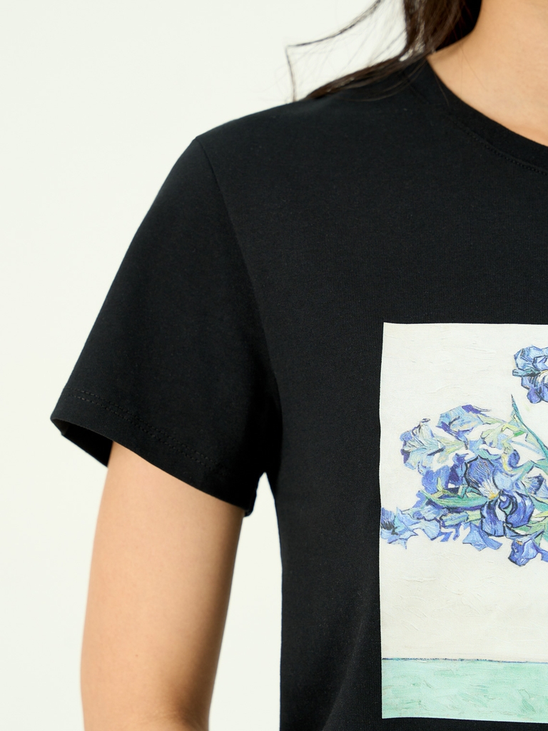 Áo Phông Nữ Cotton In Hình Hoa Iris - Van Gogh