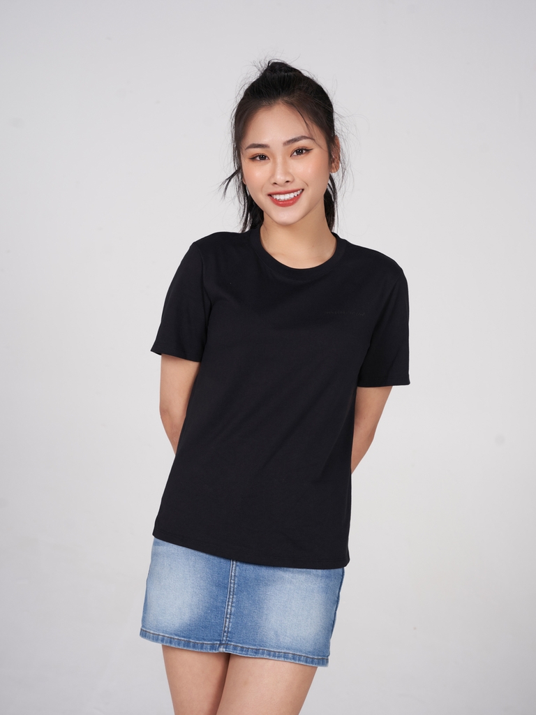 Áo T-Shirt Nữ Cotton Compact Cổ Tròn In Ngực
