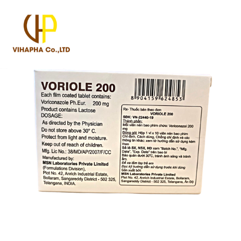Voriole 200 - Thuốc điều trị nấm Hộp 10v