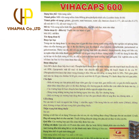 Vihacaps 600- Giúp giải độc gan, bảo vệ gan Hộp 50v