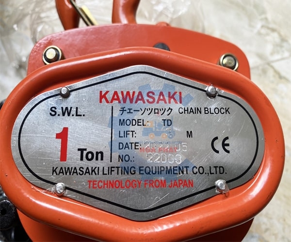 Pa lăng xích kéo tay Kawasaki 1 tấn 5m