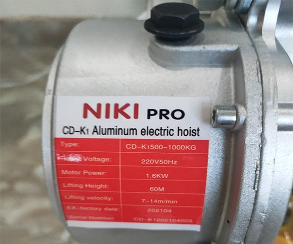 Tời điện đa năng Niki KCD500-1000 220V 60m 14 mét/phút