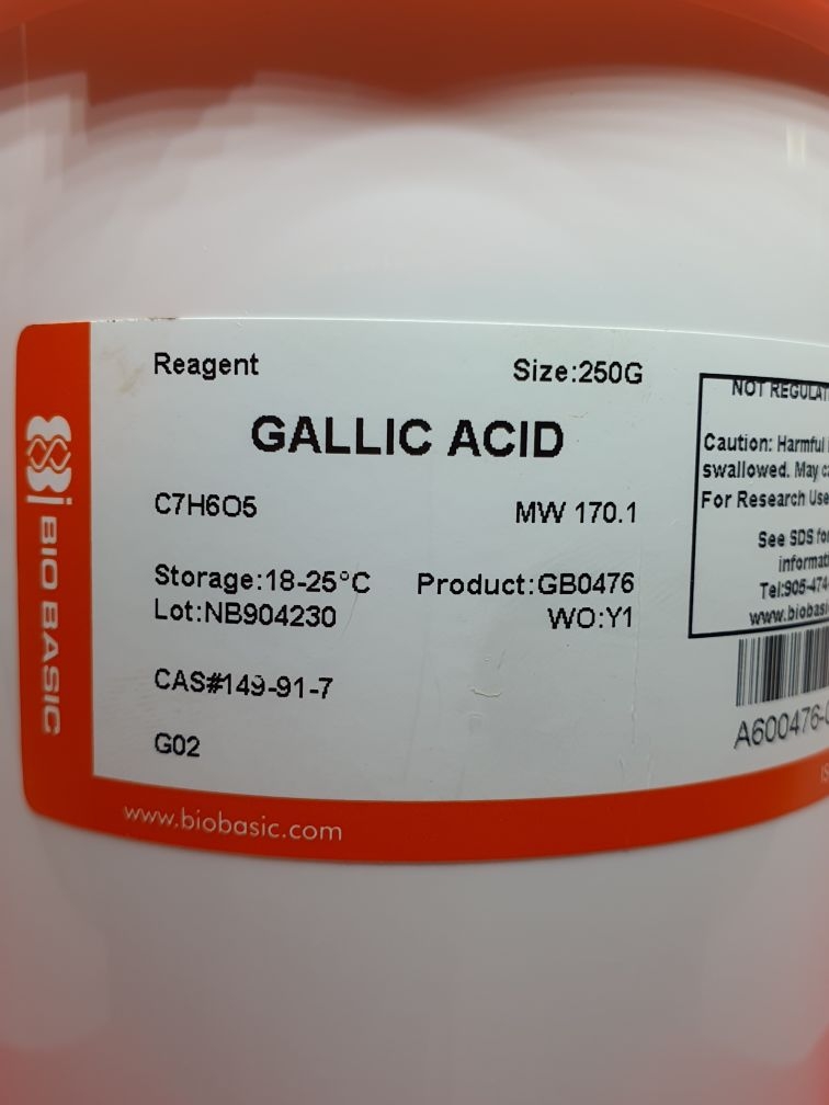 Chất chuẩn Gallic acid, Lọ 250g, Mã code: GB0476, Hãng: BioBasic-Canada