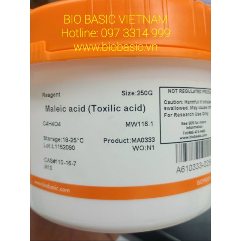 Hóa chất DL-Maleic acid (Toxilic acid),lọ 250g, MA0333, Mã CAS: 110-16-7, Bio Basic- Canada
