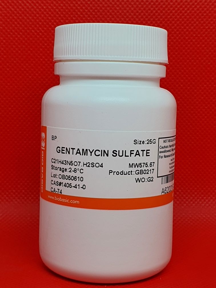 Chất Gentamycin sulfate, GB0217, CAS: 1405-41-0,lọ 25g, Hãng BioBasic-Canada