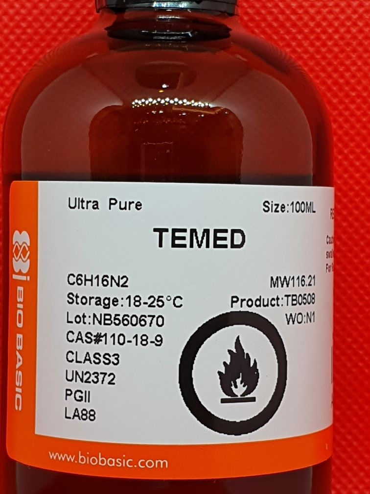 TEMED tên khác TMEDA, Mã TB0508, chai 100ml, Cas: 110-18-9, BioBasic-Canaada