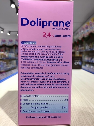 Siro hạ sốt Doliprane - Pháp 100ml