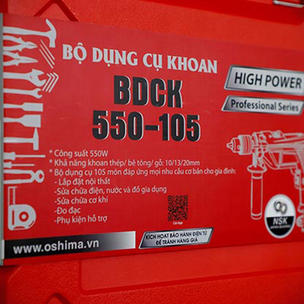 Bộ dụng cụ máy khoan Oshima BDCK550-105