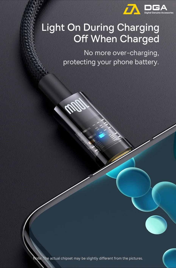 Cáp sạc Baseus USB to Type C 100W Explorer Series Auto Power-Off Fast Charging Data Cable