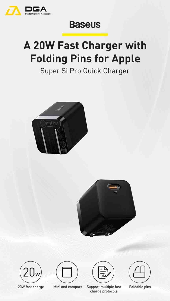 Cóc sạc nhanh nhỏ gọn Baseus Super Si Pro Quick Charger 1C 20W