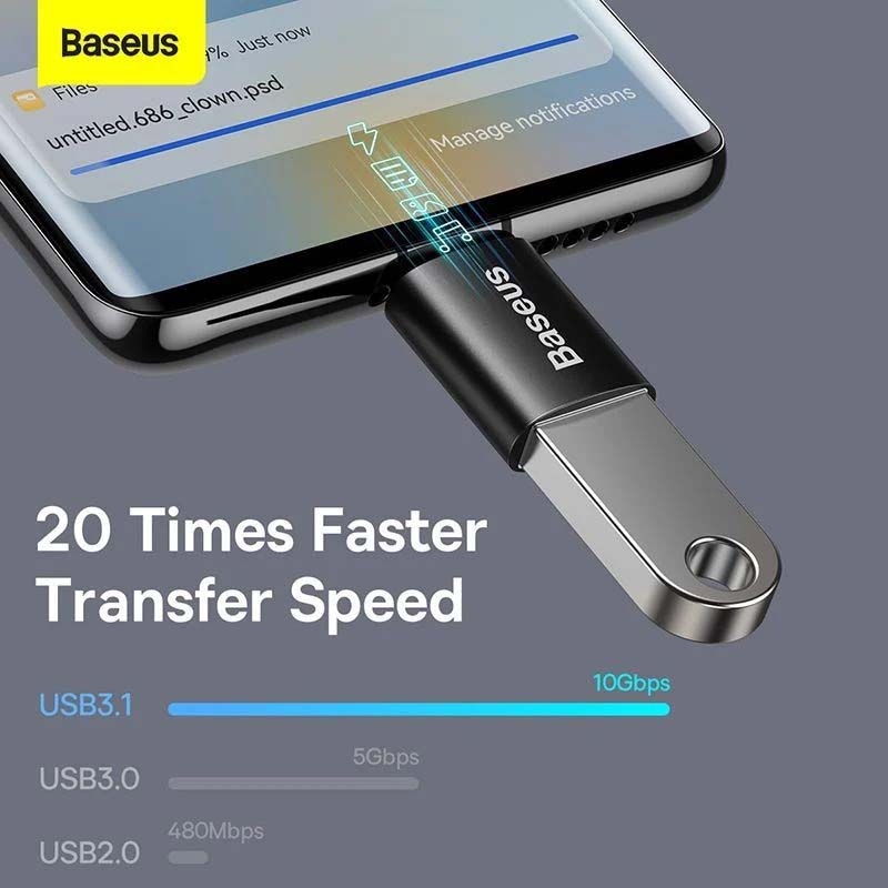 Đầu chuyển OTG Type C to USB 3.1 tốc độ cao Baseus Ingenuity Series Mini OTG Gen2