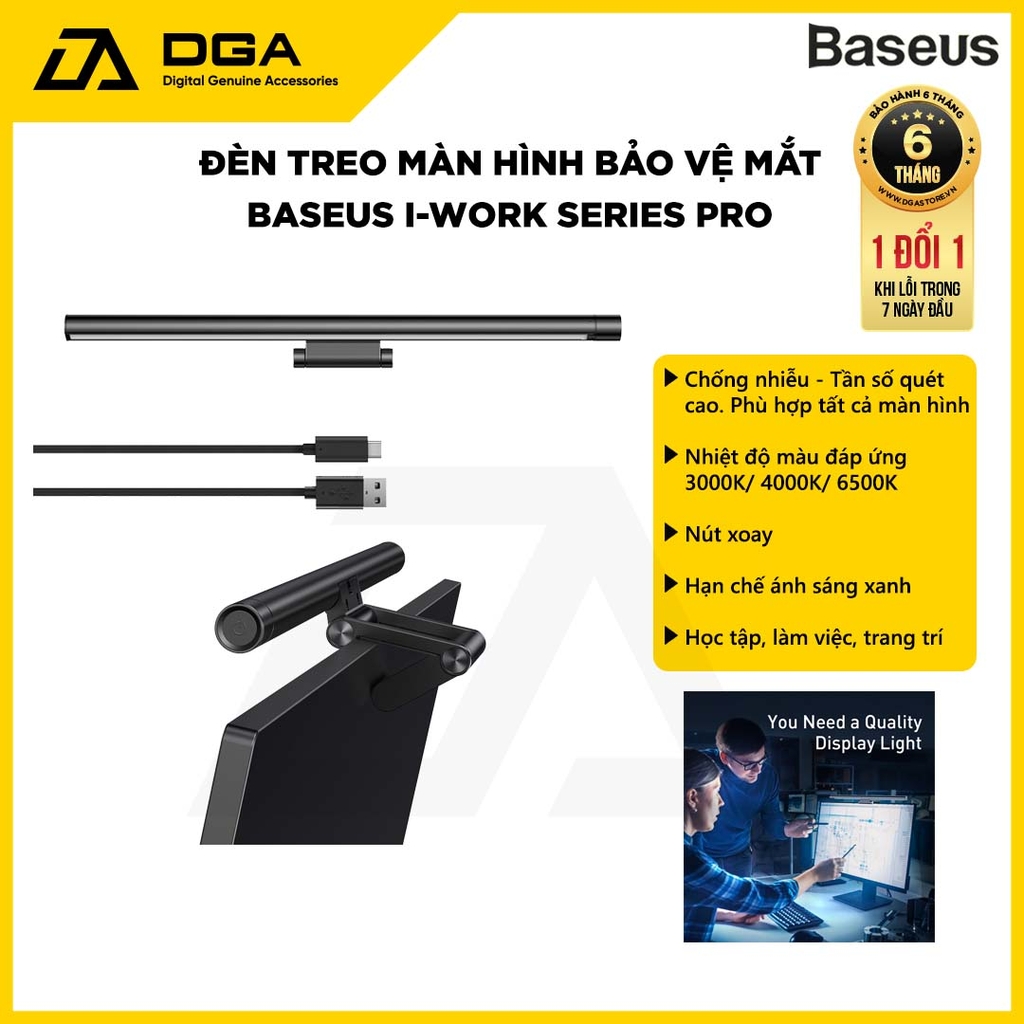 Đèn treo màn hình chống chói bảo vệ mắt Baseus i-work Series Pro (USB Stepless Dimming Screen Hanging light)