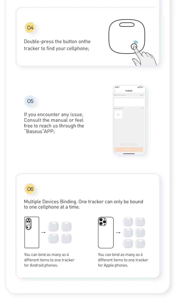 Tag Bluetooth Chống Thất Lạc Baseus T2 Pro Smart Device Tracker (Bluetooth, 365 days battery life, 2 Way Tracker, App Control, Anti-loss Alarm Device)