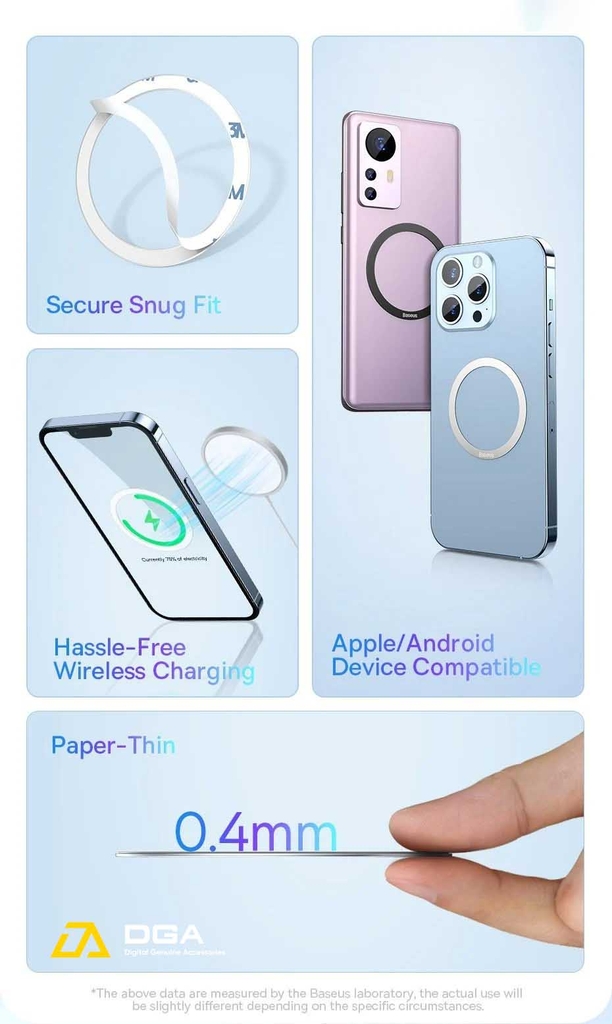 Vòng Kim Loại MagSafe Baseus Halo Series Magnetic Metal Ring cho iPhone - Bộ 2 cái