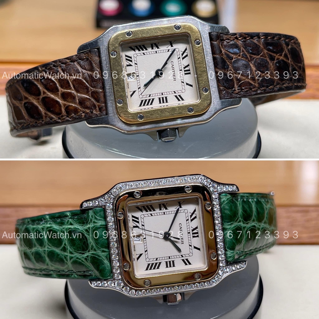 Độ Full kim cương vỏ & Spa Đánh bóng - Cartier Santos 29 Watch