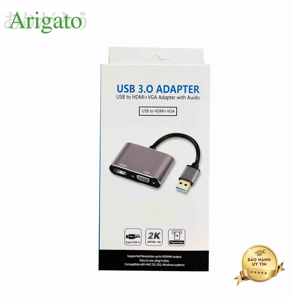 Cáp Chuyển Đổi USB 3.0 Sang HDMI Và VGA 2 Trong 1