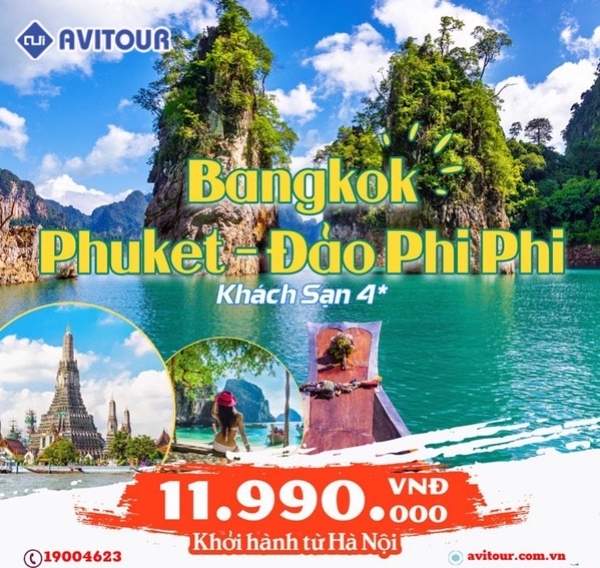Du Lịch Thái Lan | Hà Nội - Phuket  Đảo Phi Phi - Bangkok [5 Ngày 4 đêm] Bay VietJetAir