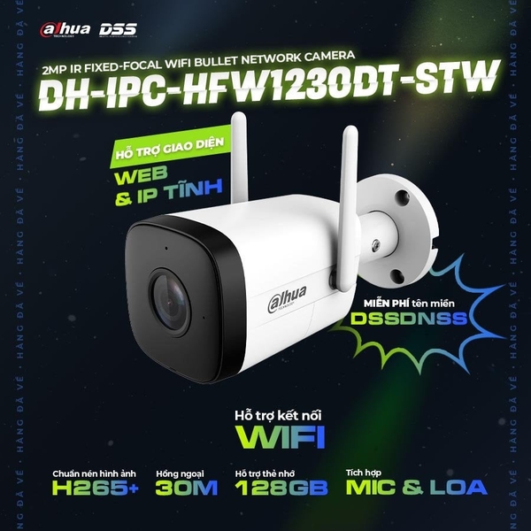 CAMERA IP WIFI 2MP DAHUA DH-IPC-HFW1230DT-STW