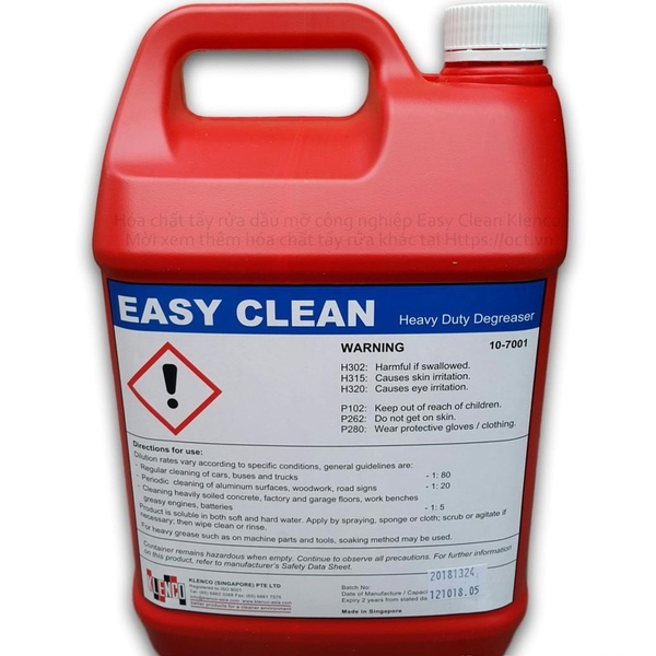 Hóa Chất Tẩy Rửa Dầu Mỡ Đa Năng EASY CLEAN Can 5L Klenco