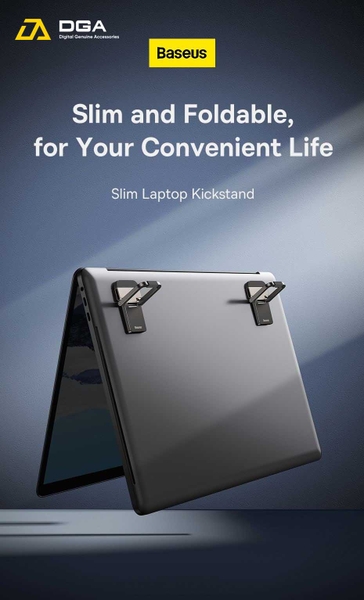 Đế Tản Nhiệt Đa Năng Siêu Nhỏ Gọn Cho Laptop/Macbook Baseus Slim Laptop Kickstand ( Bộ 2 cái, Kim loại cao cấp, Xếp Gọn)