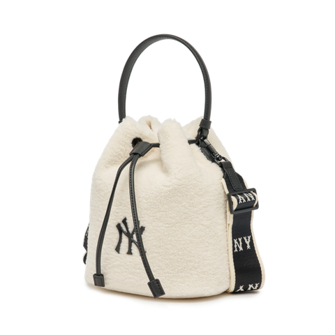 Túi MLB Basic Small Logo Fleece Bucket Bag New York Yankees White