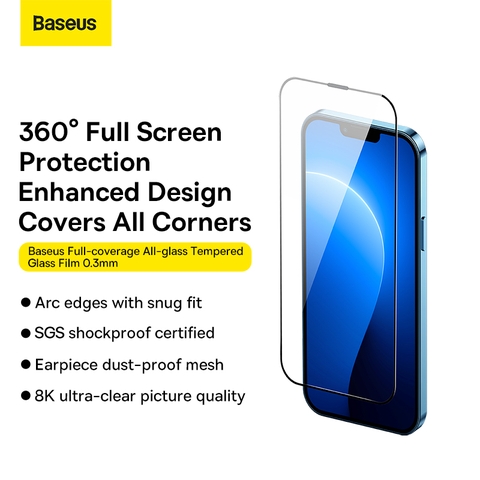 Kính cường lực tràn viền Baseus Full-coverage All-glass Tempered Glass Film iP14