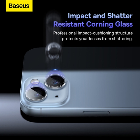 Cường lực camera Baseus Glare Repelling Corning Glass Lens Protector for iP 14/14 Plus, Clear (Pack of 1 with cleaning kit)
