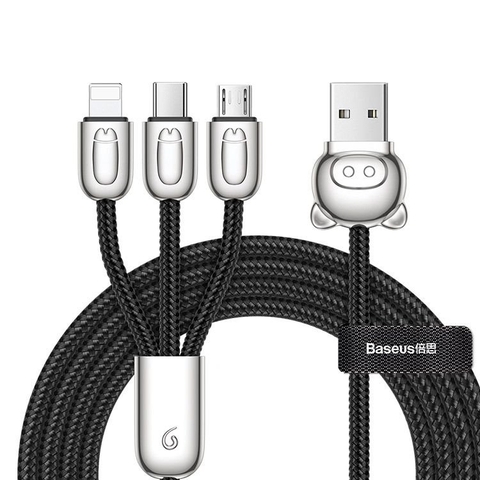 Cáp sạc và truyền dữ liệu tốc độ cao Baseus Three Golden Buffalo 3-in-1 USB Cable ( USB Type A to USB Type C/ Micro USB/ Lightning 3.5A Fast Charging & Sync Data Cable)