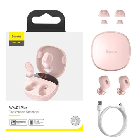 Tai nghe không dây TWS Baseus Encok True Wireless Earphones WM01 Plus (Bluetooth 5.0, Stereo Earbuds, Touch Control, Noise Cancelling)