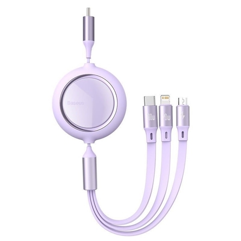 Cáp sạc dây rút 3 đầu 100W Bright Mirror One-for-three Retractable Data Cable Type-C to M+L+C (1.2m, 100W)