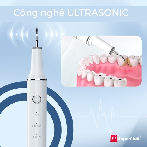 Máy lấy cao răng, cạo vôi răng siêu âm cầm tay UltraSonic, 40.000 Hz, giảm hôi miệng, sạc Type-C