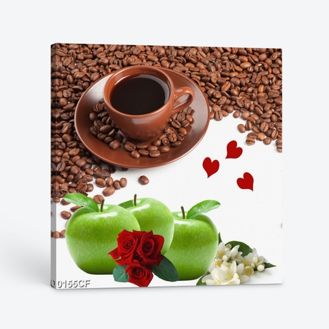 Tranh Tách cafe và hoa quả 0155CF