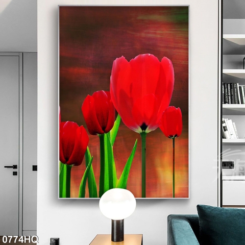 Tranh hoa tulip đỏ 0774HQ