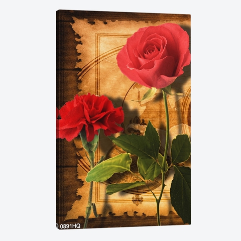 Tranh hoa hồng và cẩm chướng 0891HQ