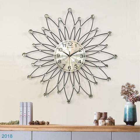Đồng hồ decor hoa hướng dương nghệ thuật 2018
