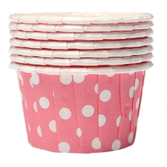 Cốc giấy cupcake chấm bi màu hồng size vừa đáy 4.5cm (100 cái)