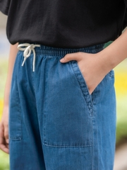Quần Jeans Baggy Trẻ Em Lưng Thun Phối Túi Vuông