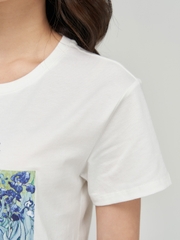 Áo T-Shirt Nữ Cotton USA In Hoa Iris - Van Gogh