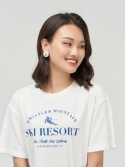 Áo Phông Nữ Cotton Cổ Tròn In Chữ Ski Resort