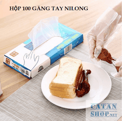 Hộp 100 Chiếc găng tay Nilon làm bếp dùng 1 lần Găng tay mỏng dai dễ sử dụng, an toàn GD537-Gangtay