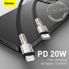 Cáp sạc nhanh C to Lightning 20W cho iPhone 12 Series Baseus Cafule Metal Series