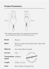Cáp sạc nhanh USB iPhone siêu bền Baseus Cafule Metal Series Lightning
