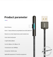 Cáp sạc và truyền dữ liệu siêu bền Baseus Iridescent Lamp Mobile Game cho iPhone/ iPad (2.4A, Fast Charging Lightning Game Cable)