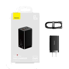 Cóc Sạc Nhanh Baseus GaN5 Pro Quick Charger 65W (Type Cx2 + USB , PD3.0/ PPS/ QC4.0/ SCP/ FCP Multi Quick Charge Protocol, New Upgrade Technology)