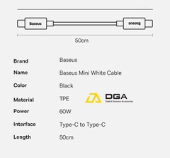 Pin Dự Phòng Không Dây Tích Hợp Nam Châm 6000mAh 20W Baseus Magnetic Wireless Charging Power bank Cable Type-C to Type-C 60W(20V/3A) 50cm)