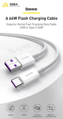 Cáp sạc nhanh 66W Baseus Superior Series Type C (6A/66W, 480Mbps, USB to Type-C, ABS+TPE, Fast Charging Data Cable )