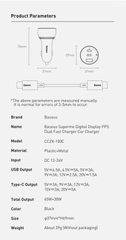 Tẩu sạc công suất cao 100W Superme Digital Display PPS Dual Quick Charger Car Charger (100W, 12V đến 24V)